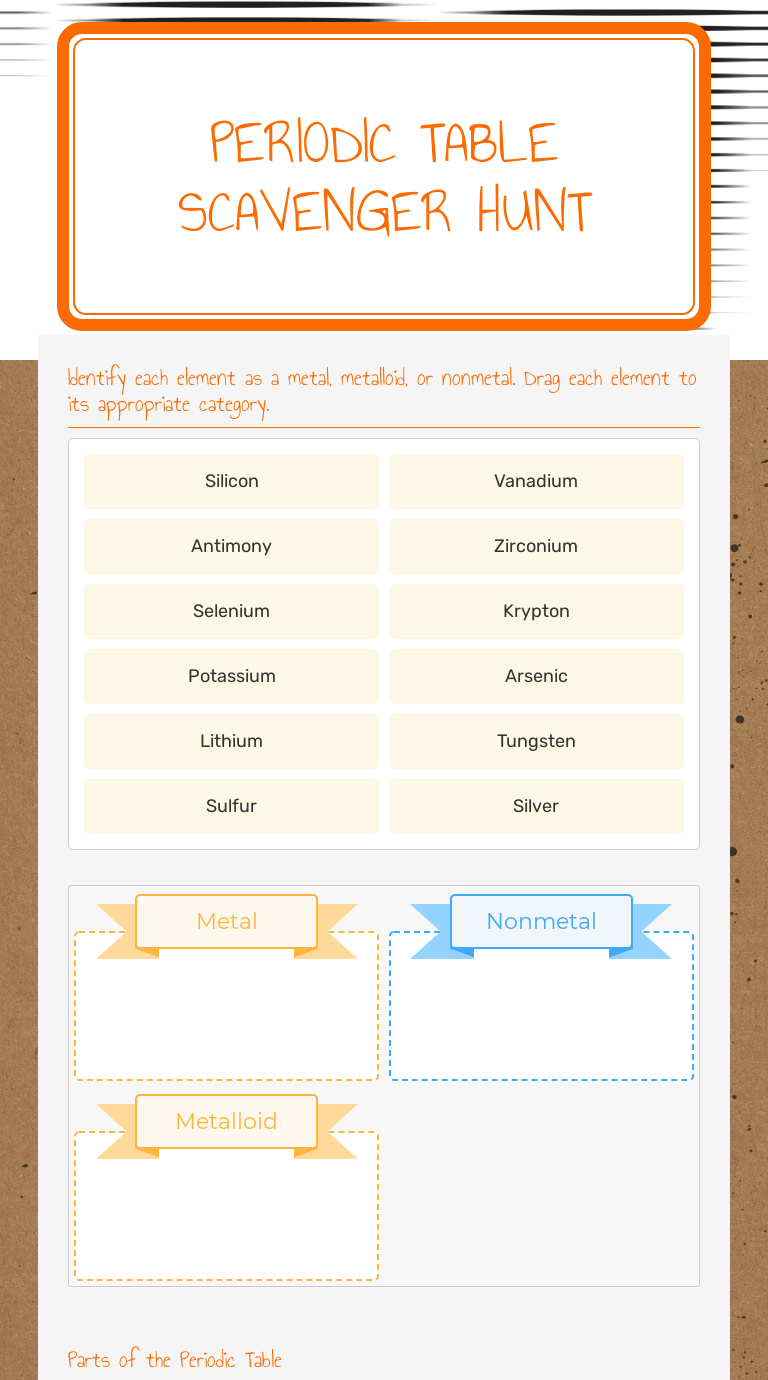 Periodic Table Scavenger HunT Interactive Worksheet by Diana Calderon