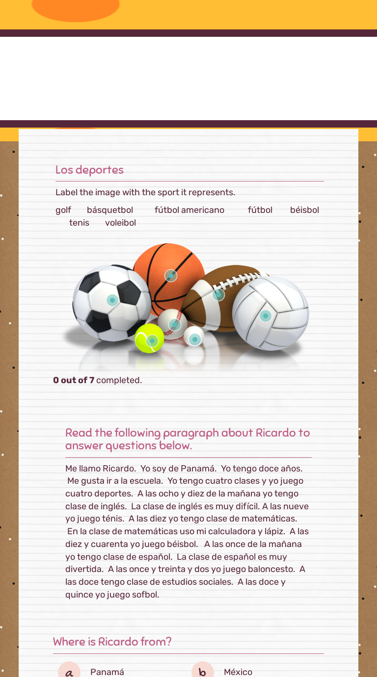 Jugar Y Los Deportes Interactive Worksheet By Andrew Fowler Wizer me