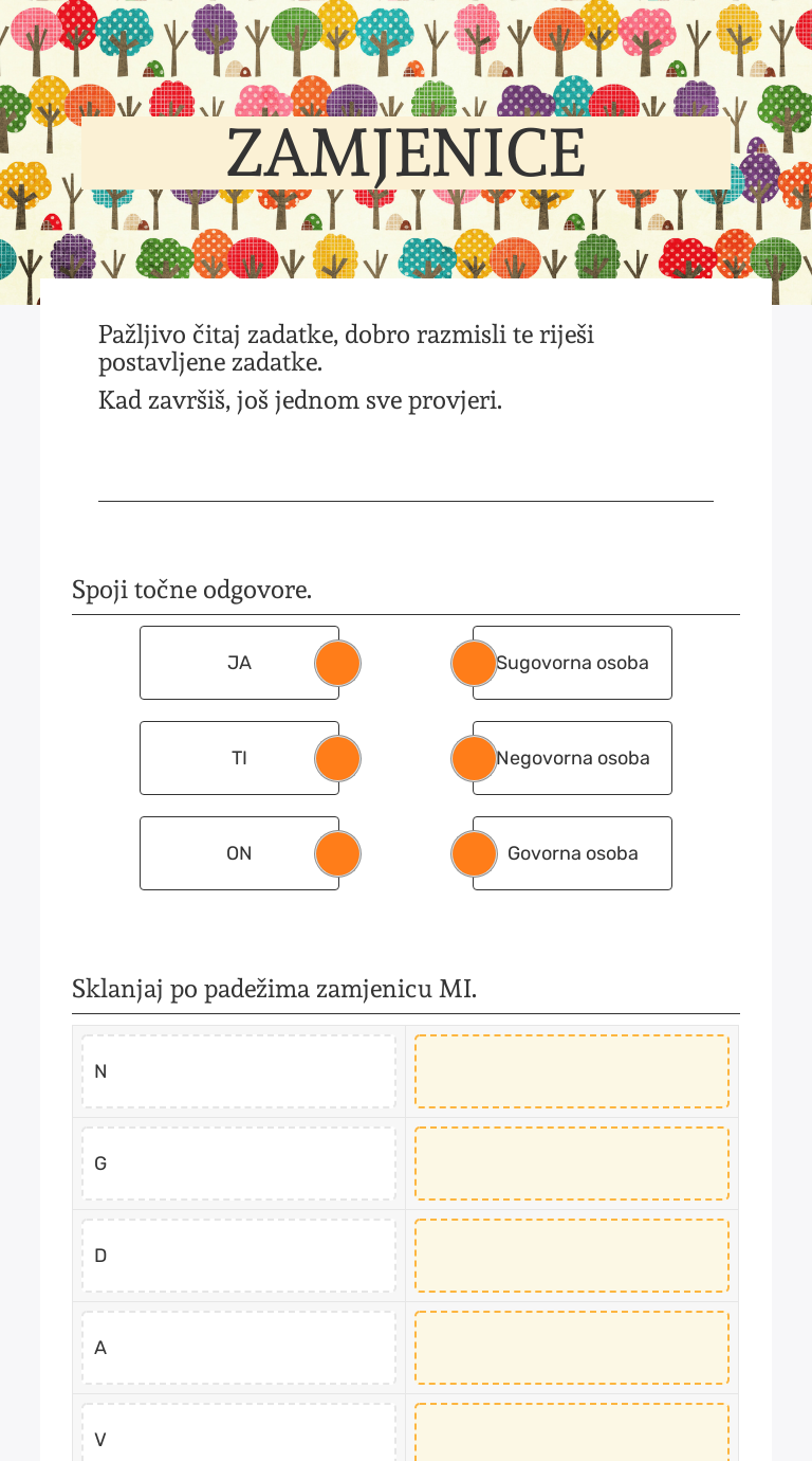 ZAMJENICE worksheet preview image