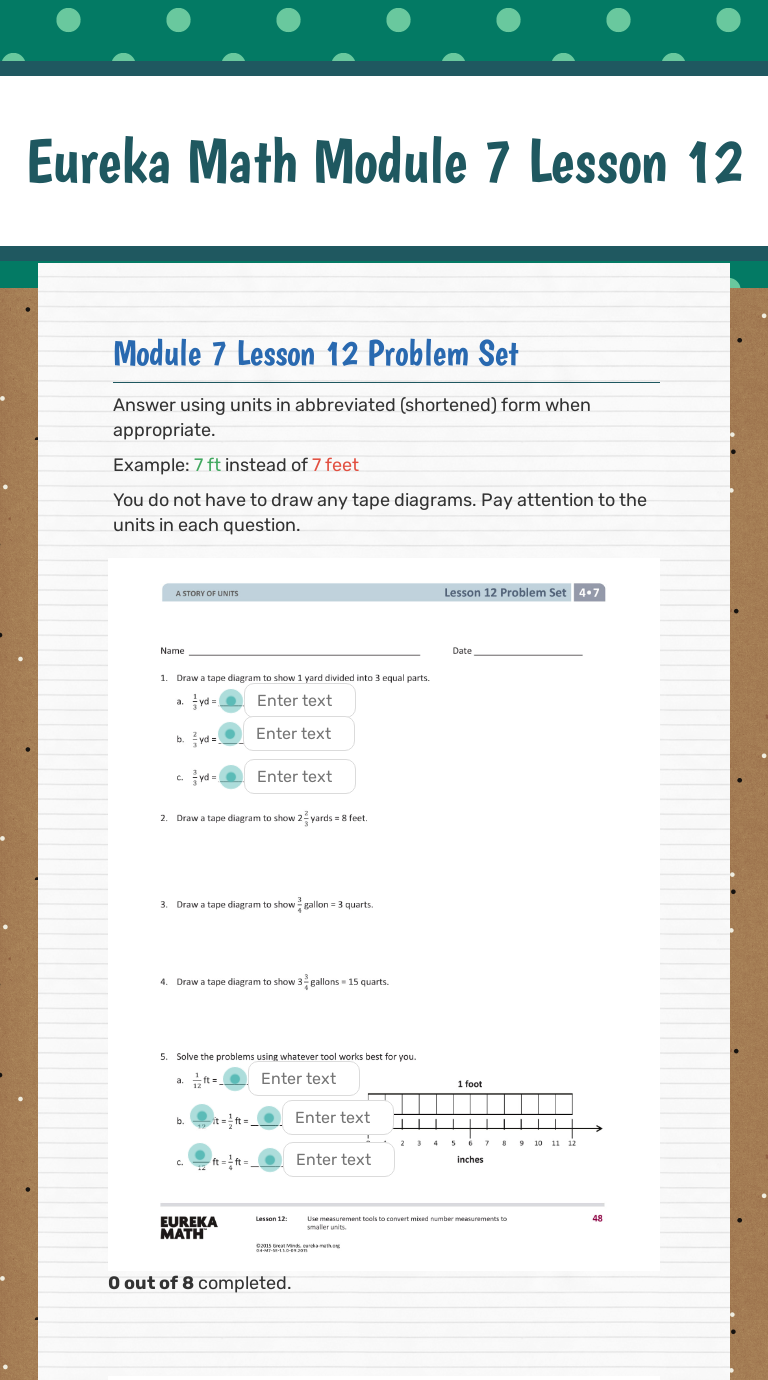 Eureka Math Module 7 Lesson 12 | Interactive Worksheet By Lauren Greer ...