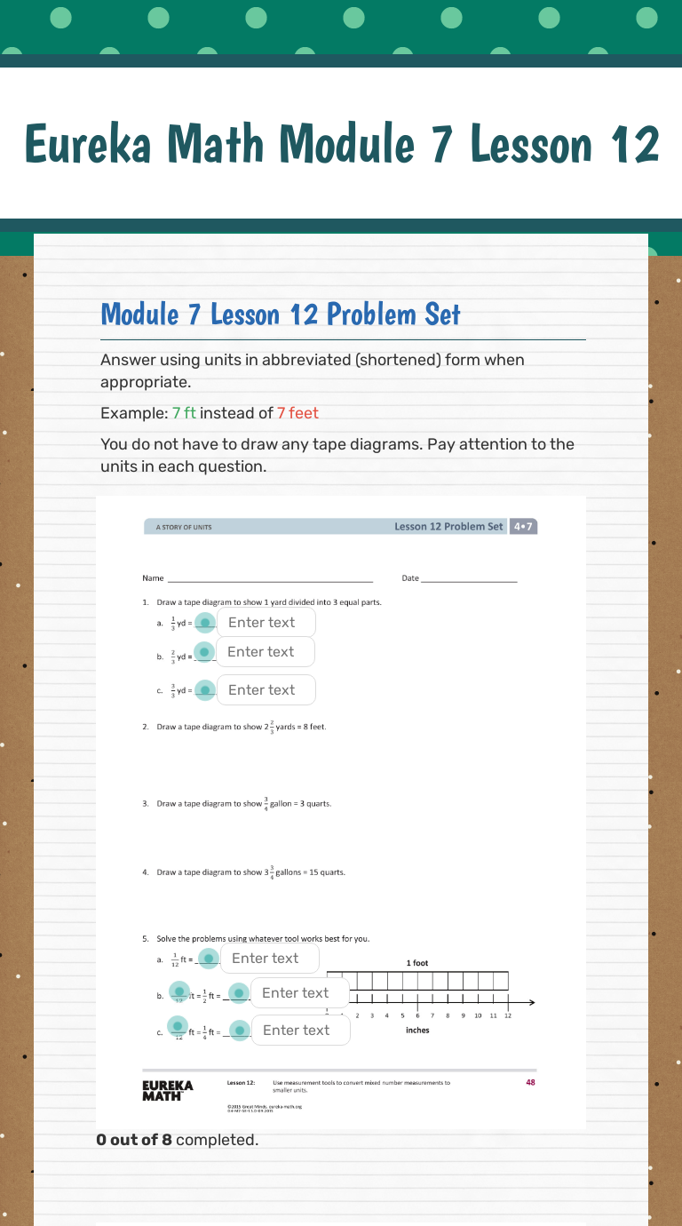 Eureka Math Module 7 Lesson 12 | Interactive Worksheet by Lauren Greer ...