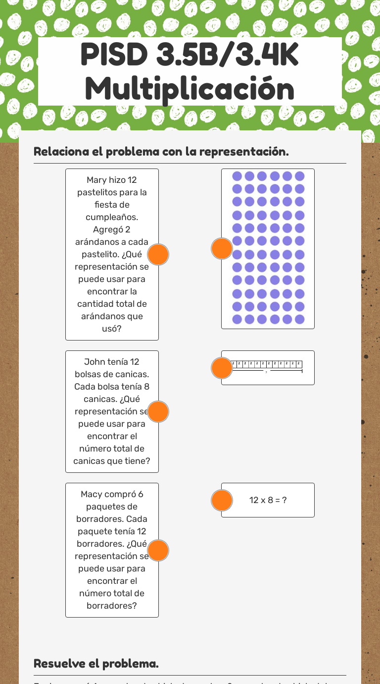 PISD 3.5B/3.4K Multiplicación Grade 3 worksheet preview