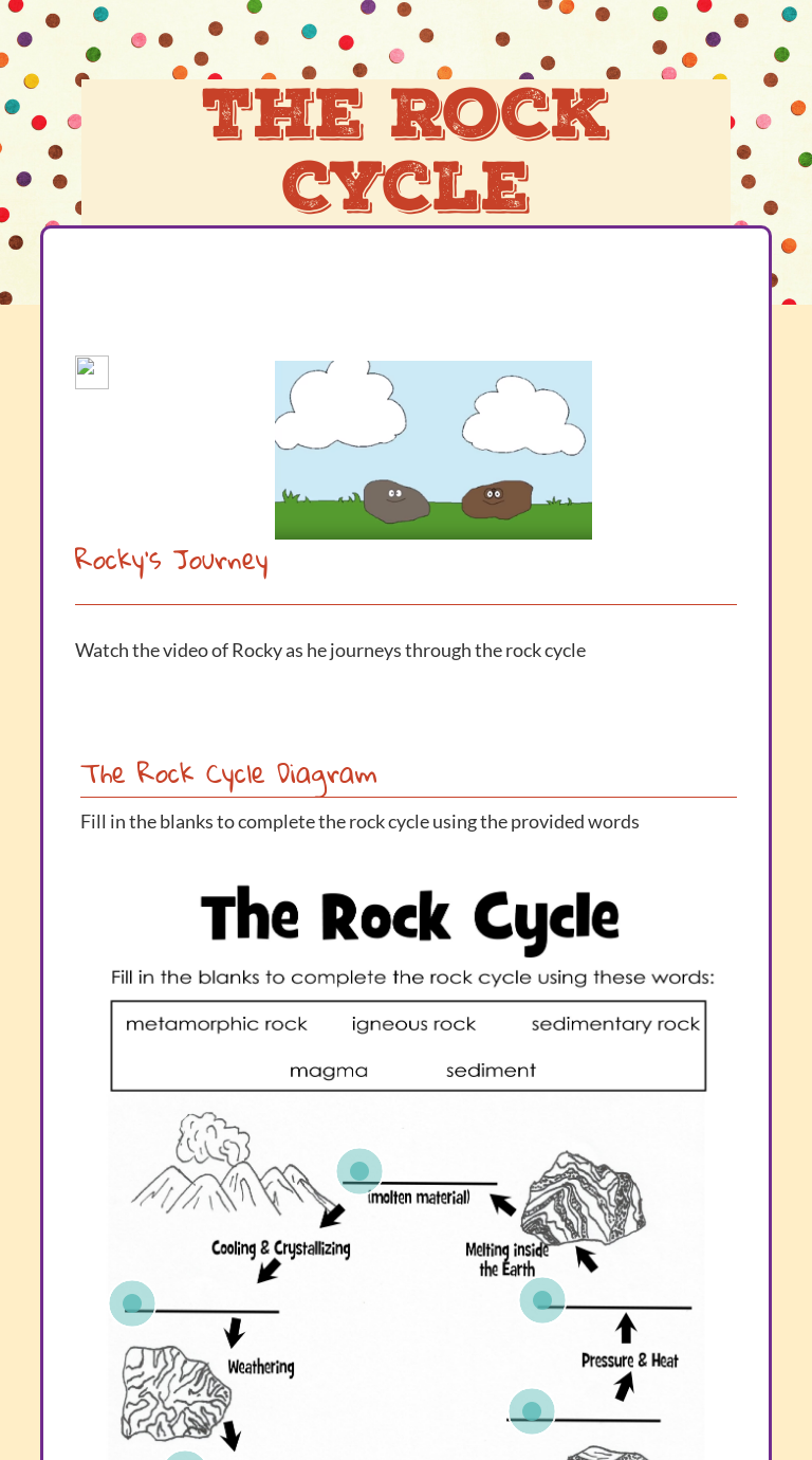 The Rock Cycle  Interactive Worksheet by Donna Cason  Wizer.me Regarding The Rock Cycle Worksheet