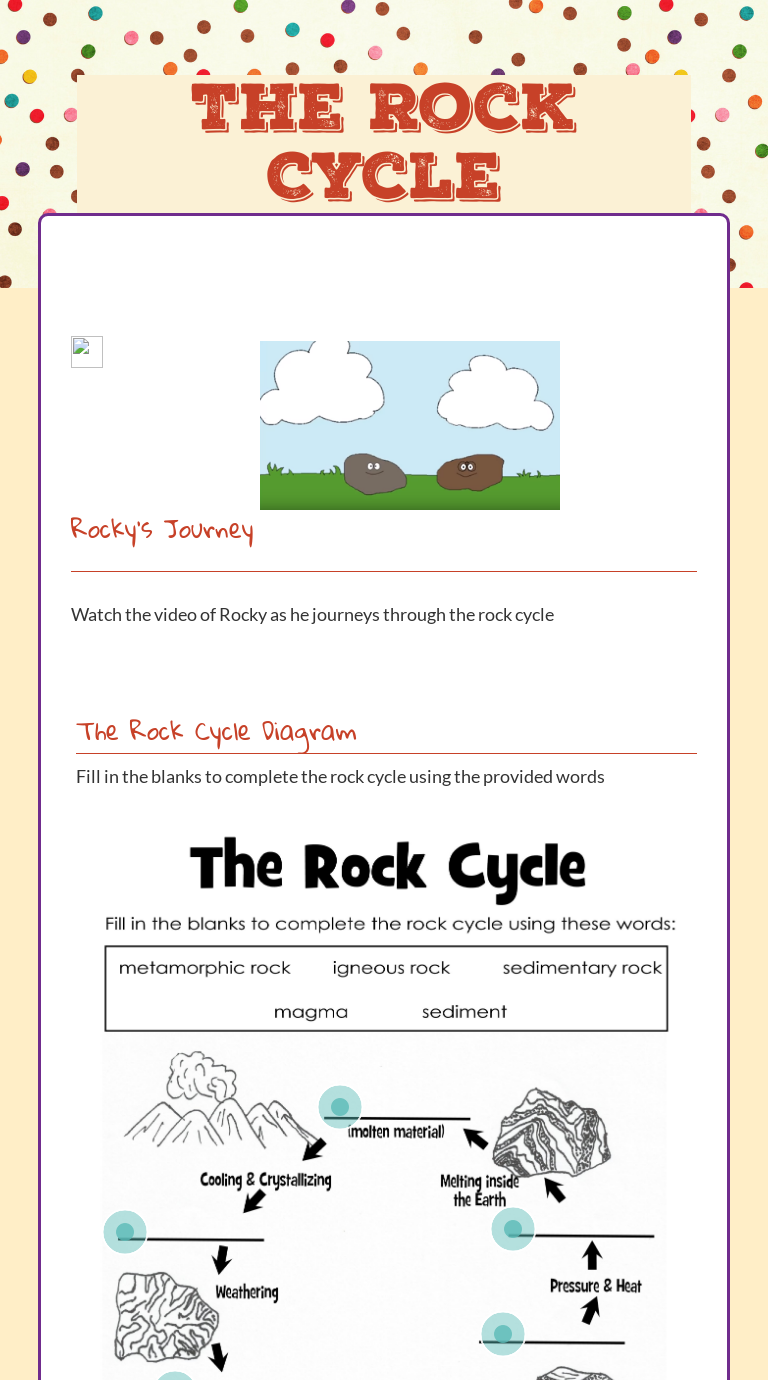 The Rock Cycle  Interactive Worksheet by Donna Cason  Wizer.me Inside Rock Cycle Diagram Worksheet