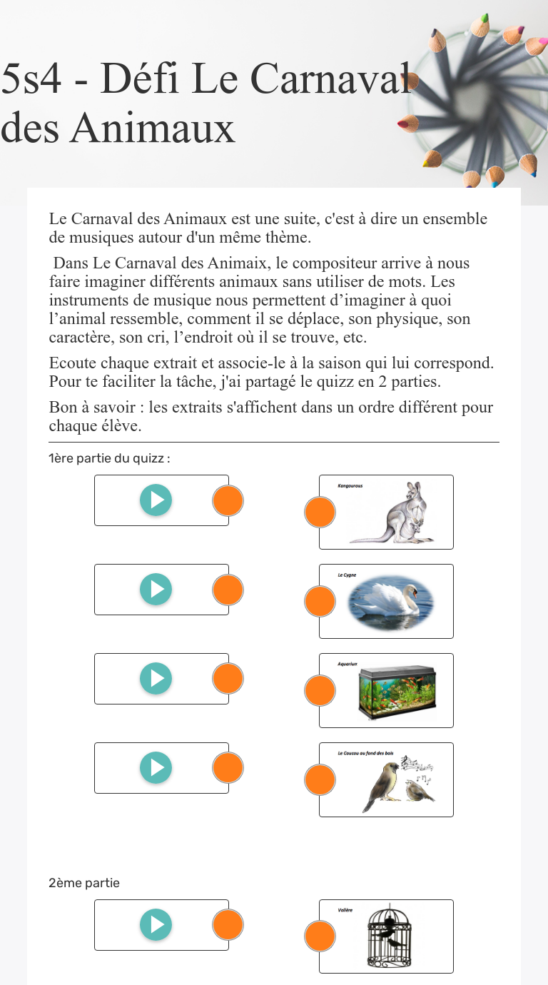 5s4 - Défi Le Carnaval des Animaux worksheet preview image