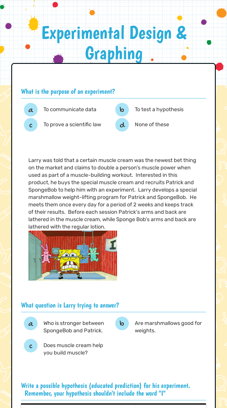 Experimental Design & Graphing worksheet preview image