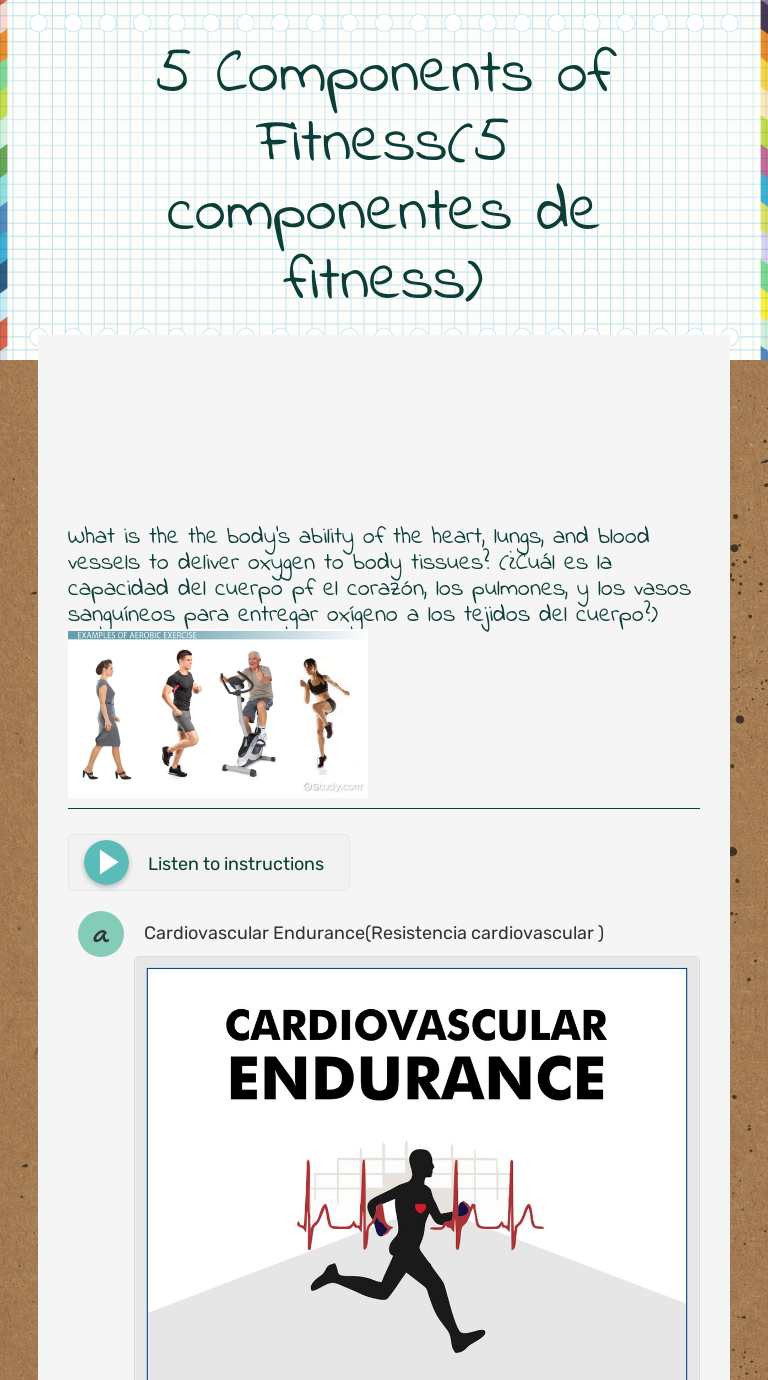 Components of Fitness worksheet