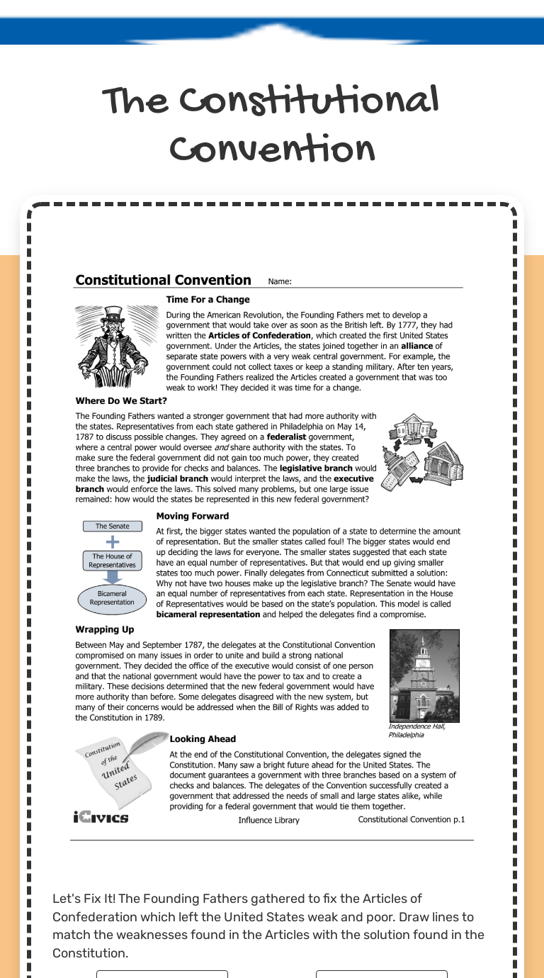 Interactive Worksheets  Wizer.me Pertaining To The Constitutional Convention Worksheet