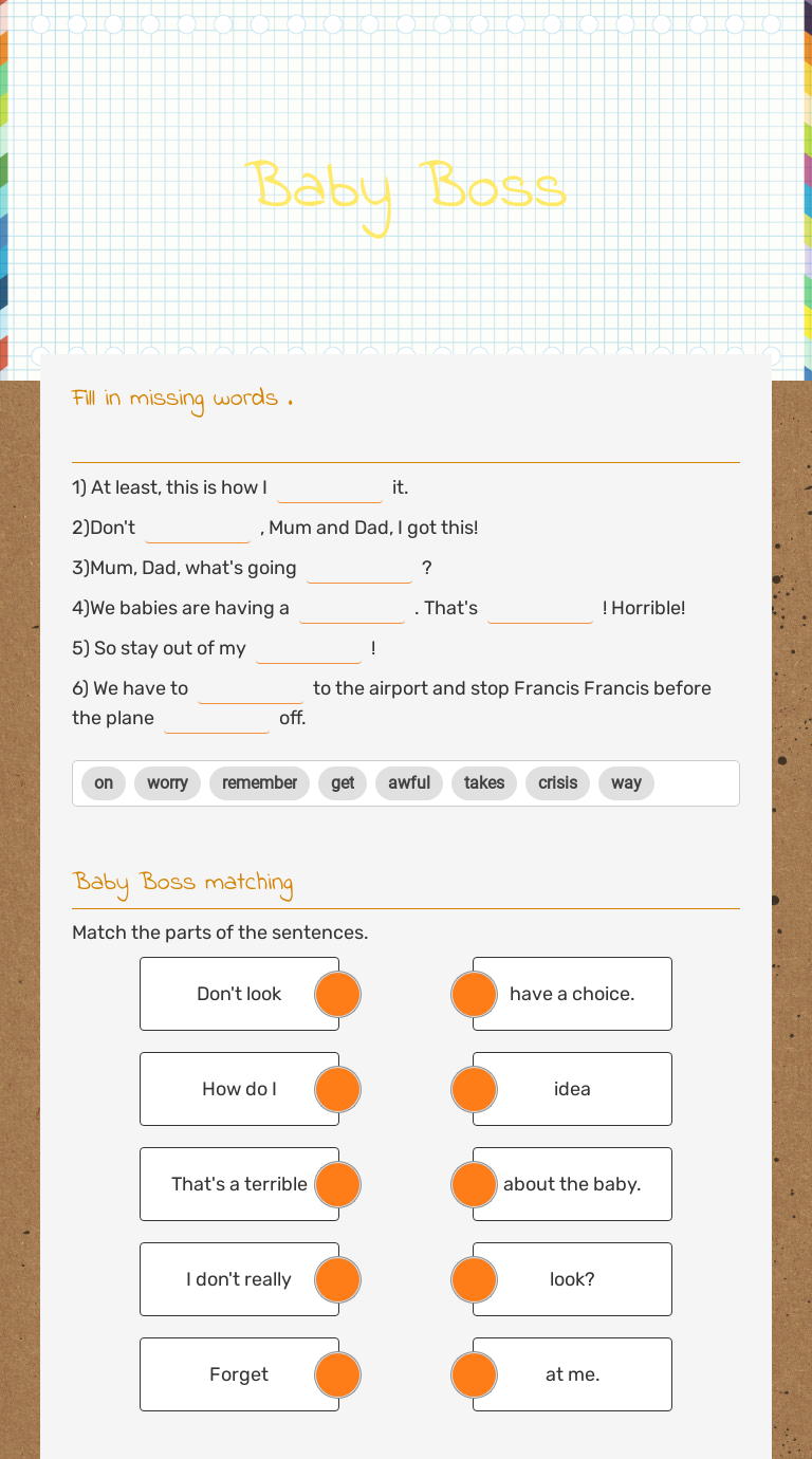 Baby Boss worksheet preview image