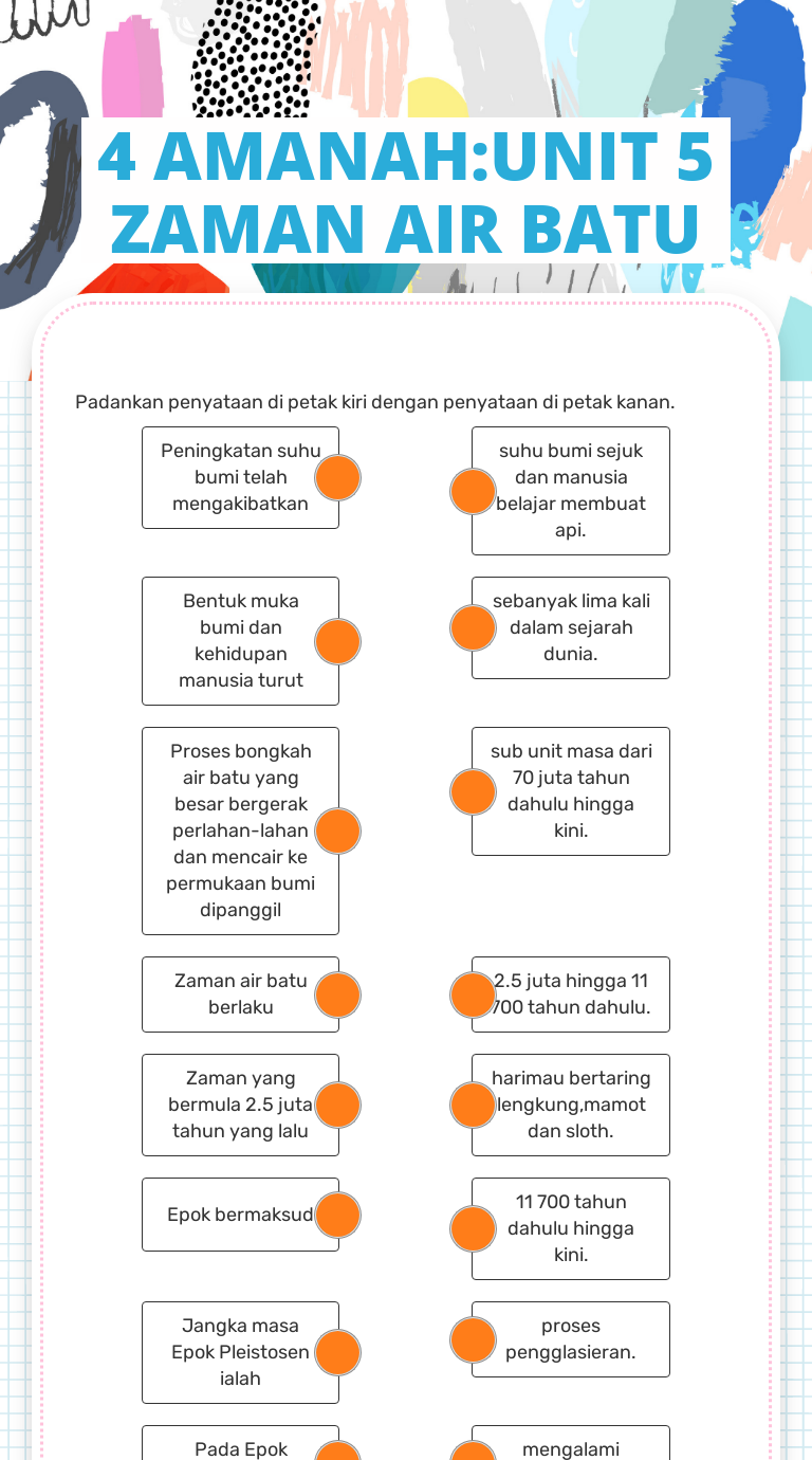 4 AMANAH:UNIT 5 ZAMAN AIR BATU  Interactive Worksheet by NUR 