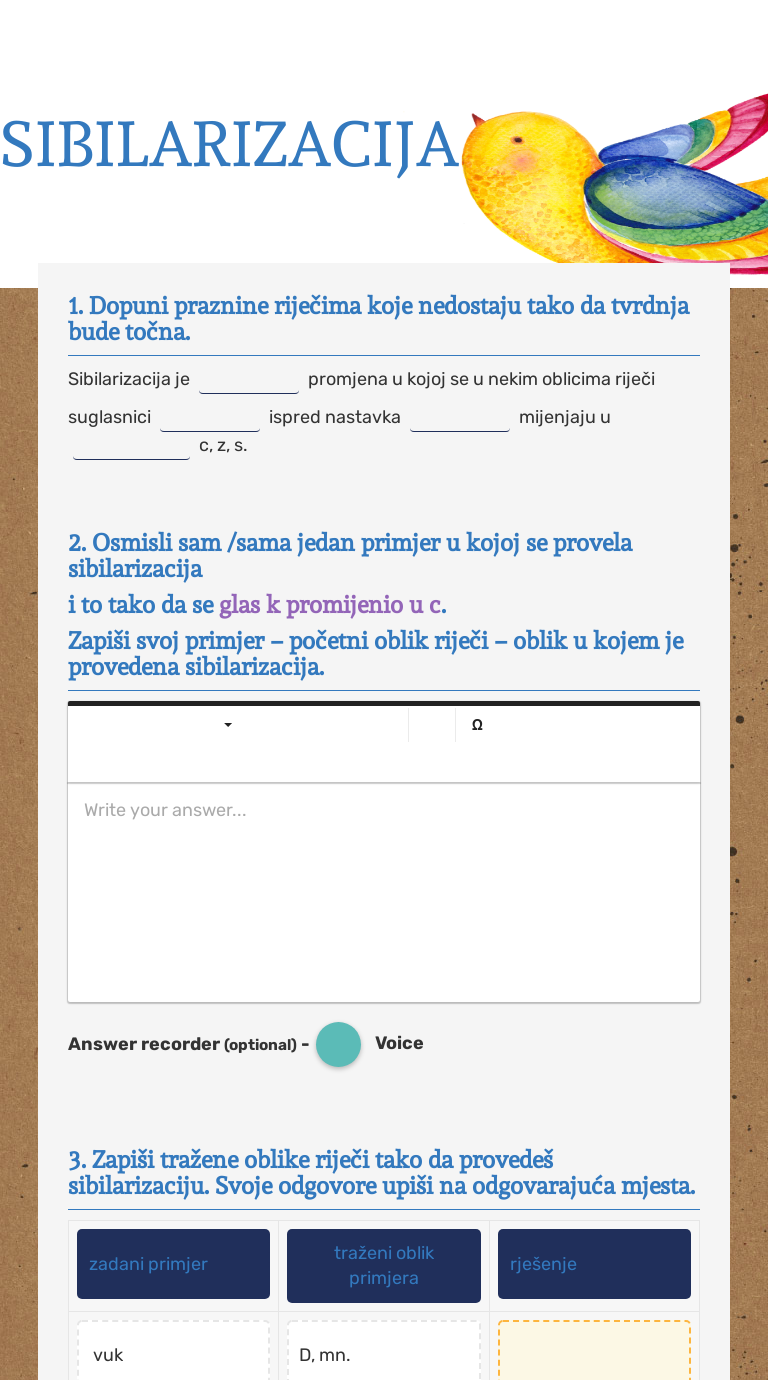 SIBILARIZACIJA Grade 7 worksheet preview