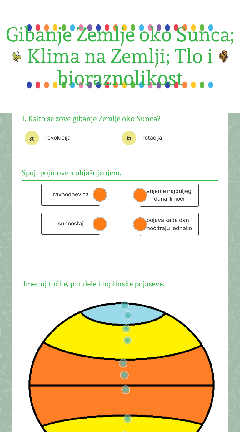 Gibanje Zemlje Oko Sunca; Klima Na Zemlji; Tlo I Bioraznolikost ...