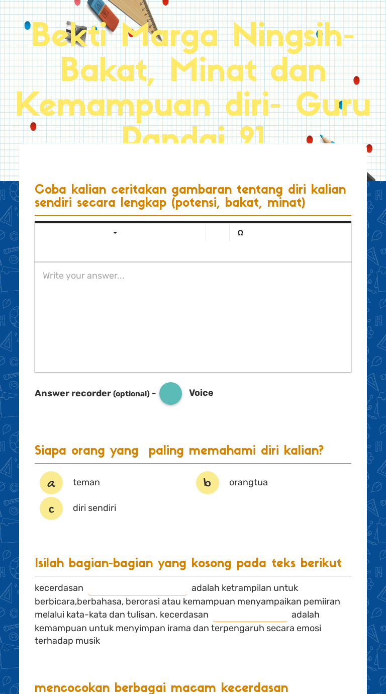 Bekti Marga Ningsih-Bakat, Minat dan Kemampuan diri- Guru Pandai 21 Grade 7 worksheet preview