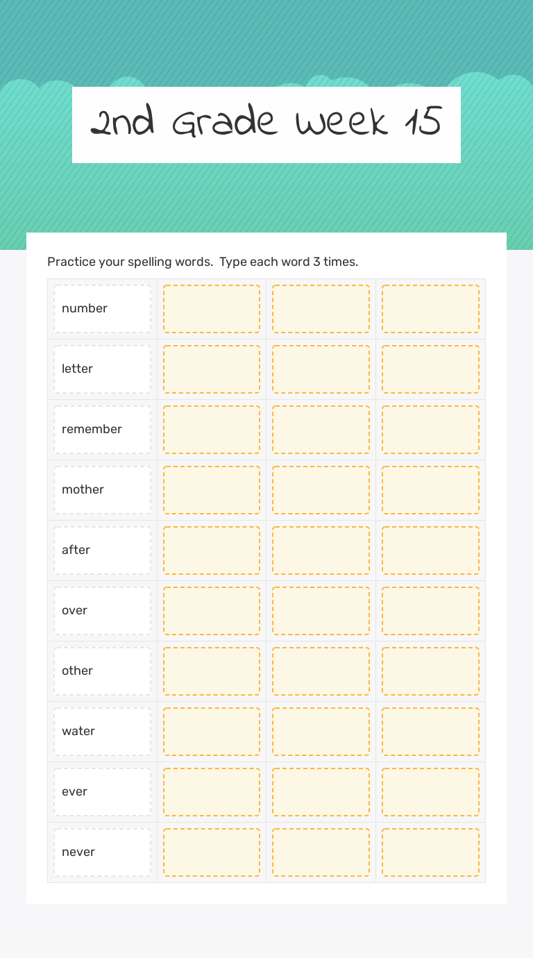 2nd Grade Week 15 worksheet preview image