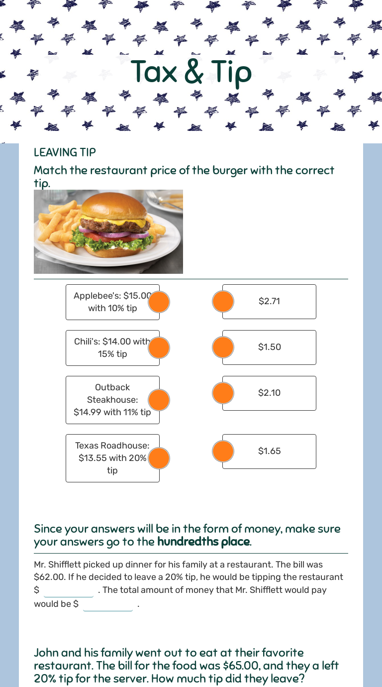 Tax Tip Interactive Worksheet by Emily Kinser Wizer me