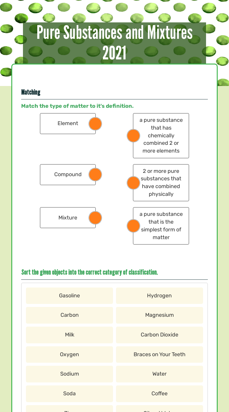 Pure Substances And Mixtures 2021 | Interactive Worksheet By Jennifer ...