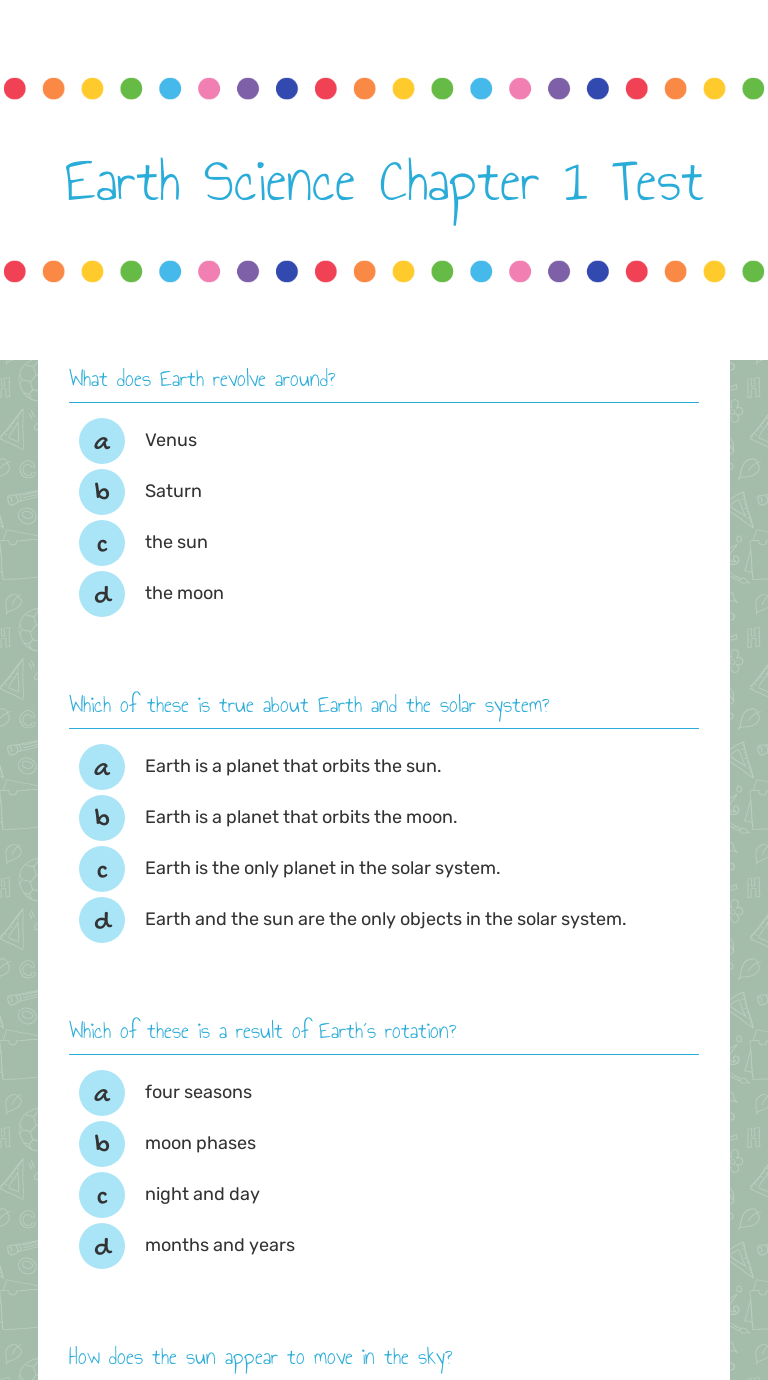Earth Science Chapter 1 Test | Interactive Worksheet by Fatima Garcia