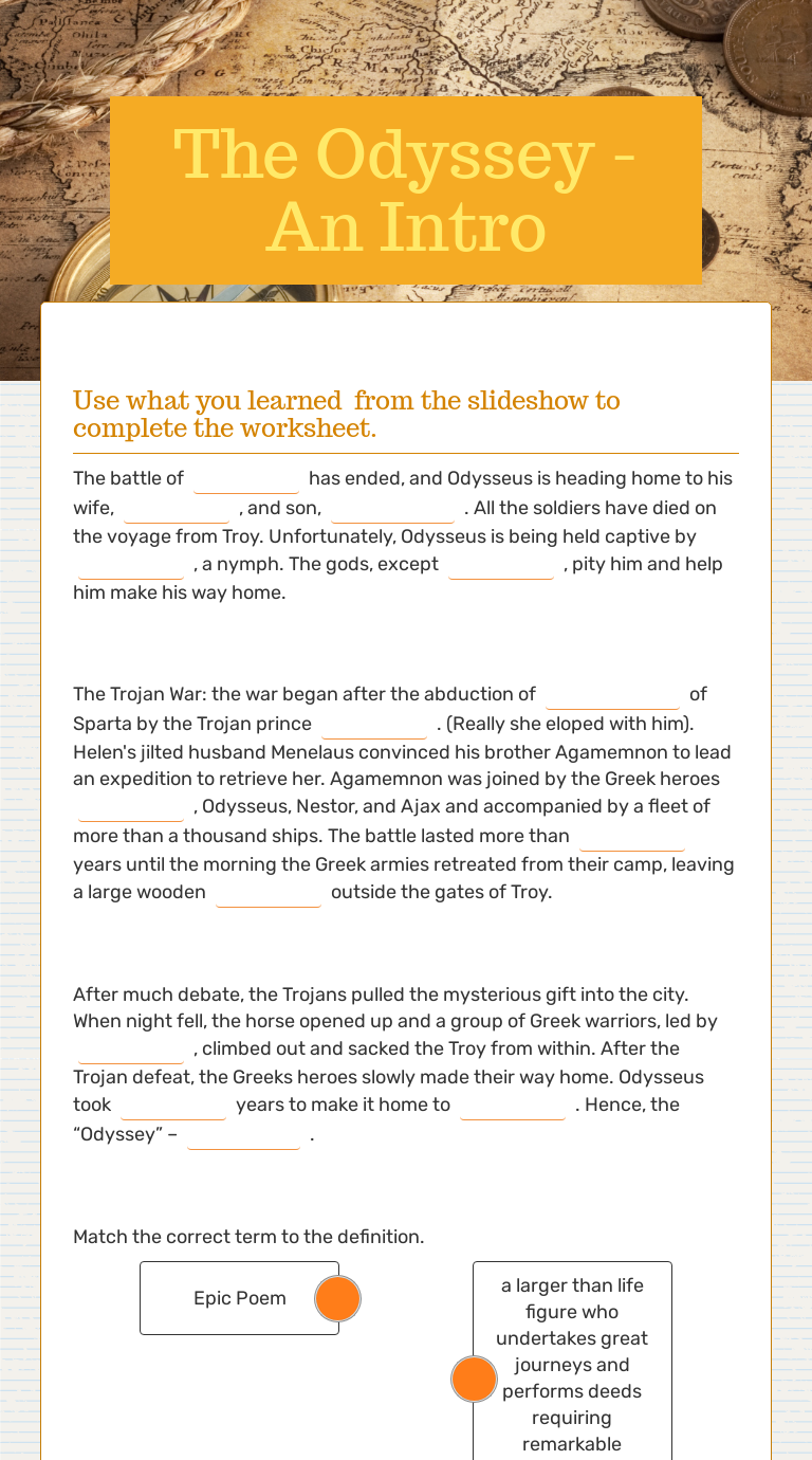 The Odyssey - An Intro | Interactive Worksheet by Stephanie Vandegrift ...