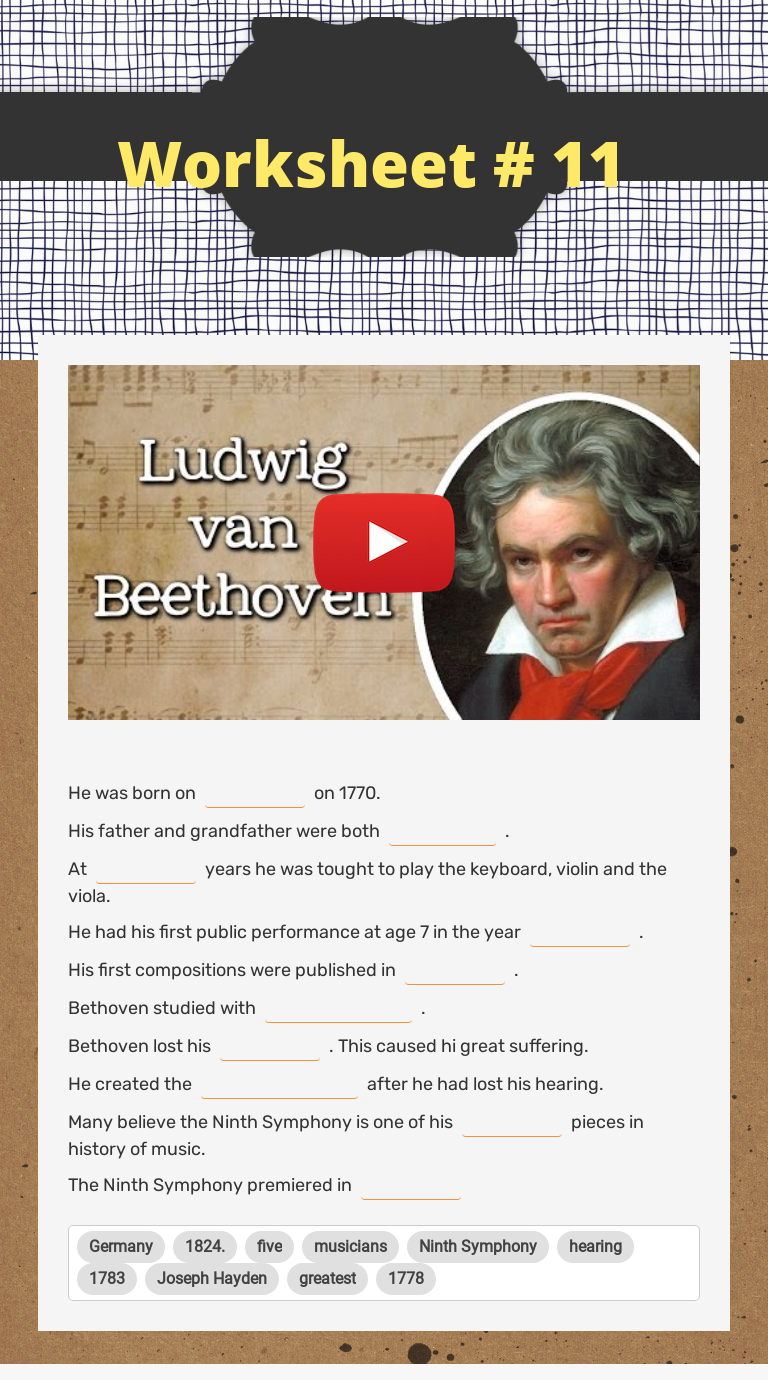 Worksheet # 11 worksheet preview image