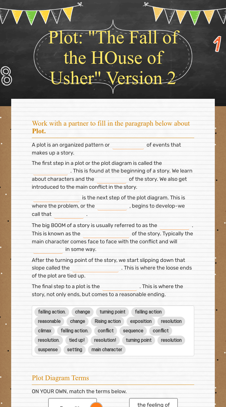 Plot The Fall Of The House Of Usher Version 2 Interactive Worksheet By Michele Mcniff Wizer Me