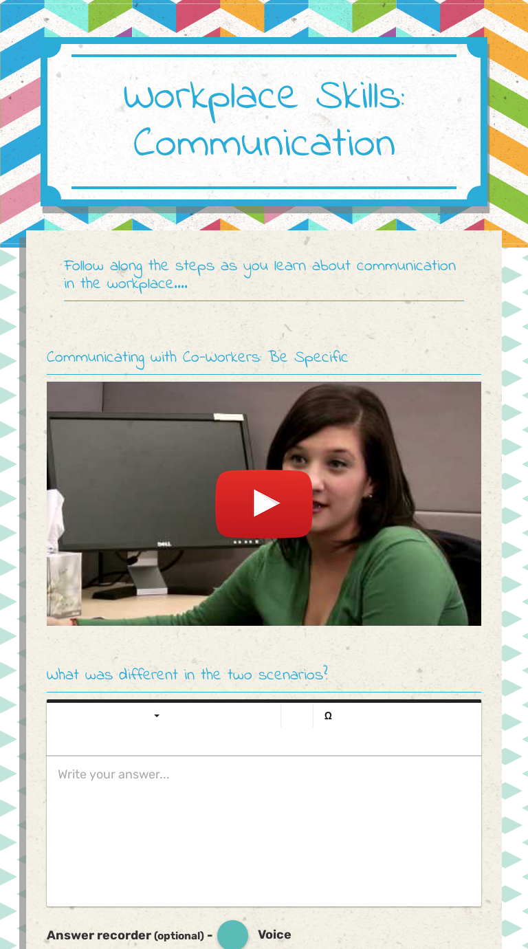 Workplace Skills: Communication worksheet preview image