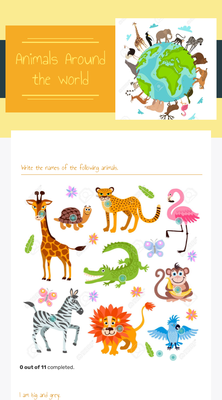 Animals Around the world worksheet preview image