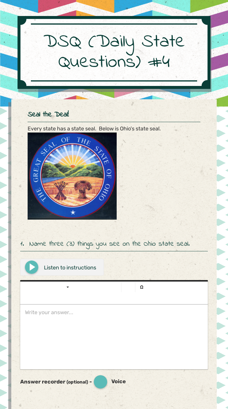 DSQ (Daily State Questions) #4 worksheet preview image