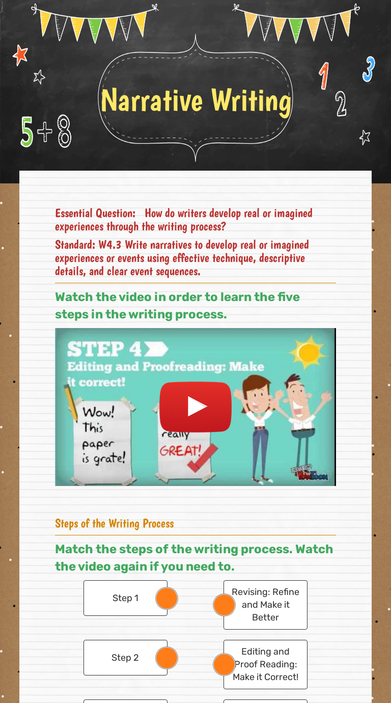 Narrative Writing Grade 4 worksheet preview