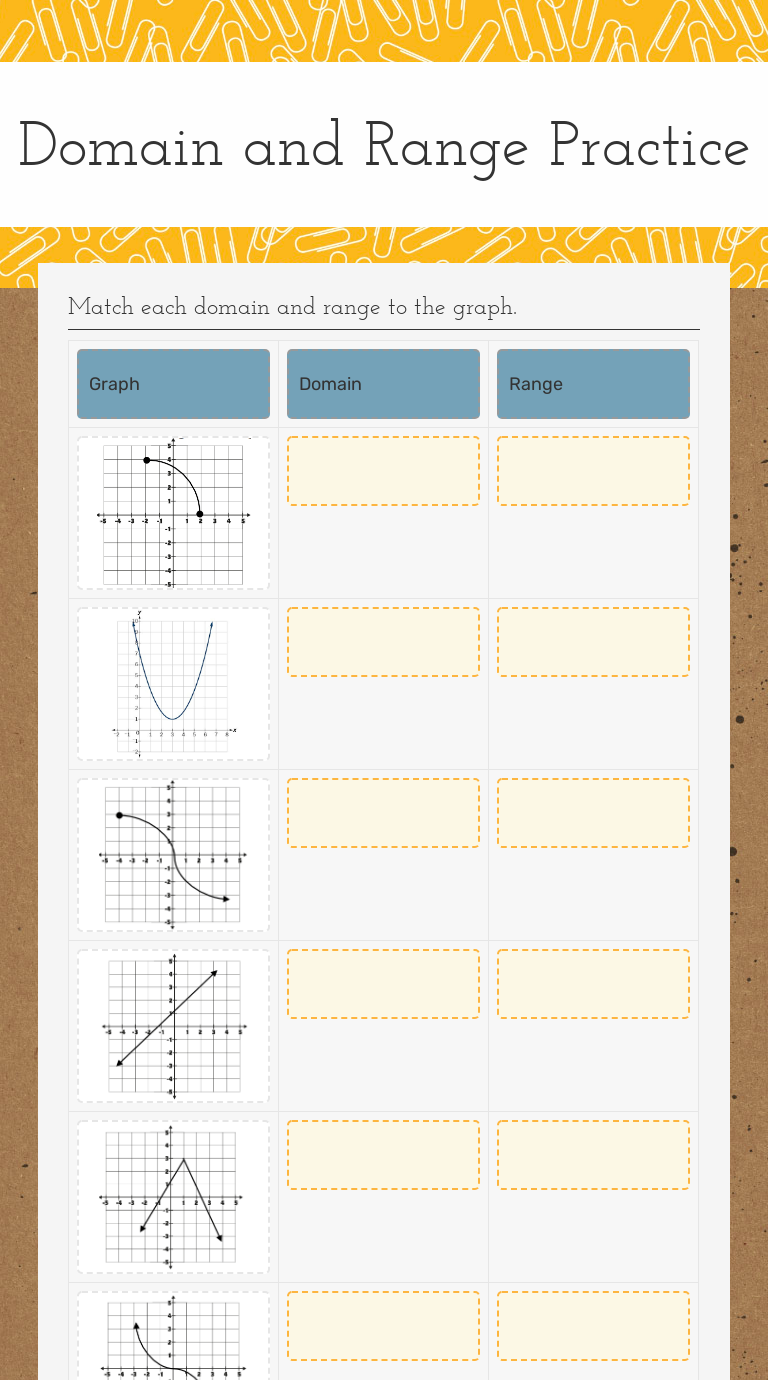 Domain and Range Practice  Interactive Worksheet by Joseph Gates Inside Domain And Range Practice Worksheet