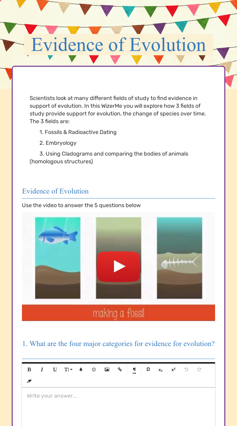 Evidence of Evolution  Interactive Worksheet by Amanda Baxter With Evidence For Evolution Worksheet Answers