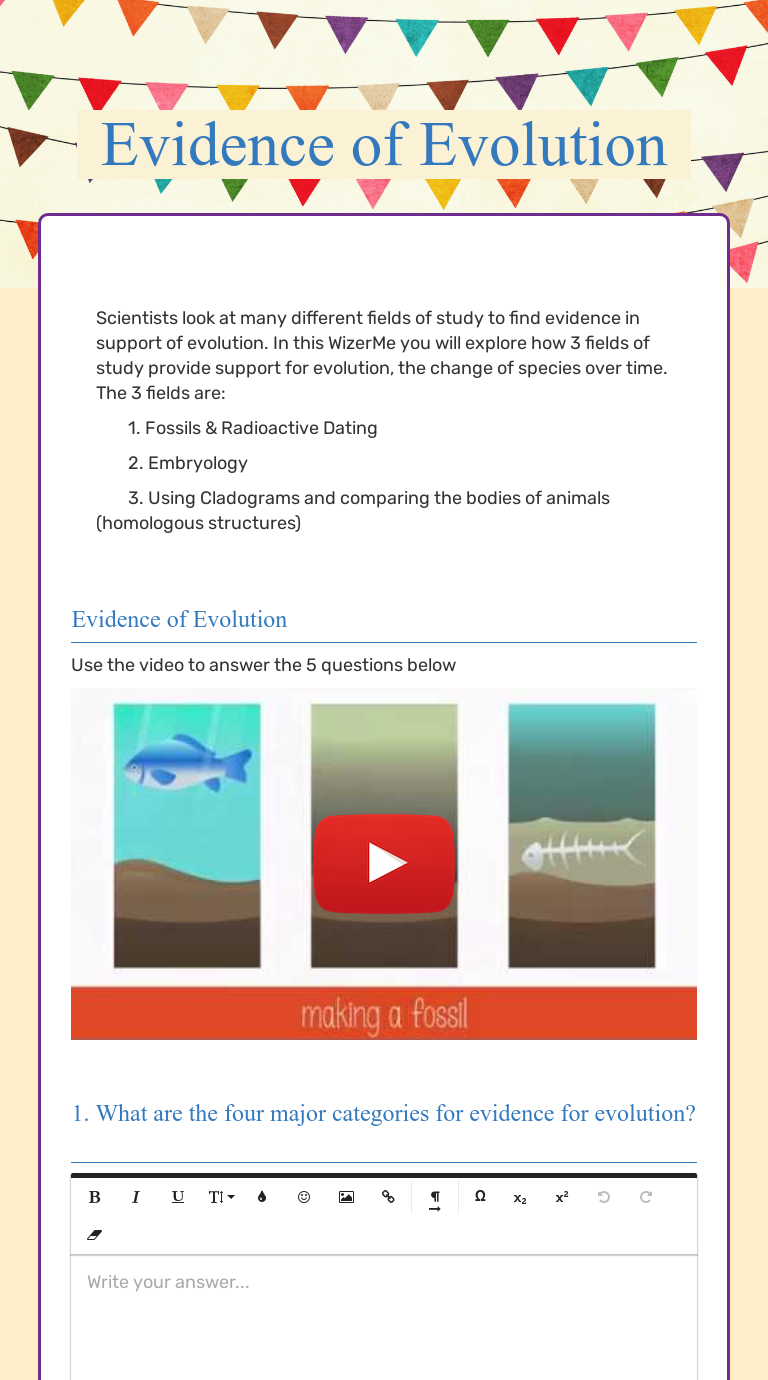Evidence of Evolution  Interactive Worksheet by Amanda Baxter With Evidence For Evolution Worksheet