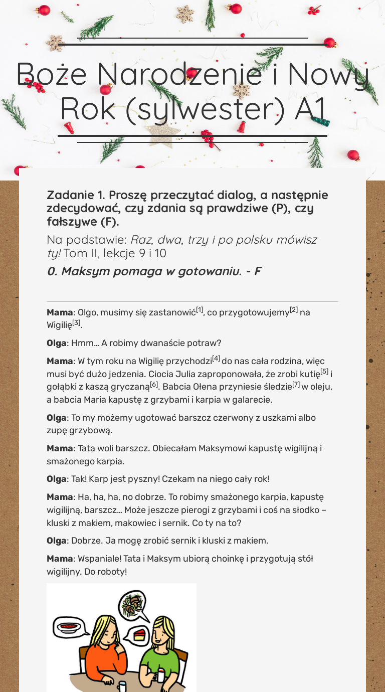 Boże Narodzenie i Nowy Rok (sylwester)
A1 Grade 12 worksheet preview