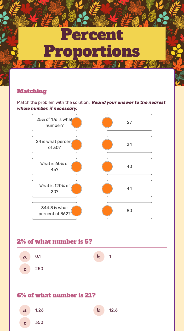 Percent Proportions | Interactive Worksheet by Courtney Amersbach ...