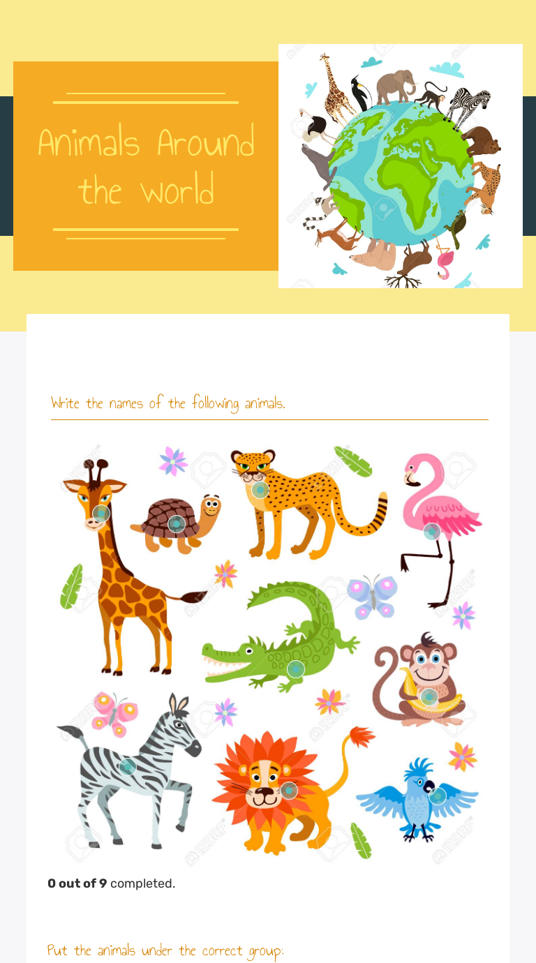 Animals Around the world | Interactive Worksheet by Ruba Daher | Wizer.me