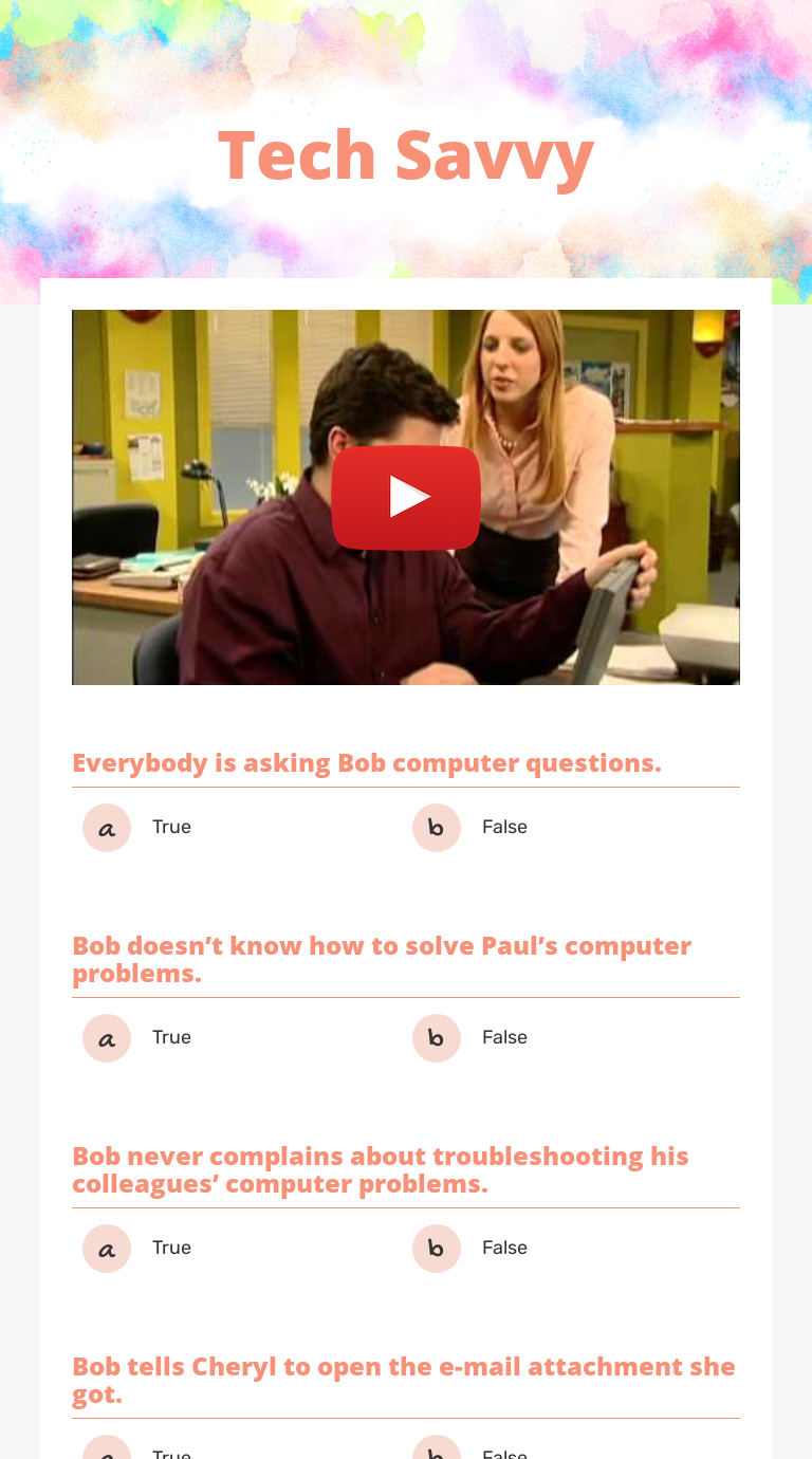 Tech Savvy worksheet preview image