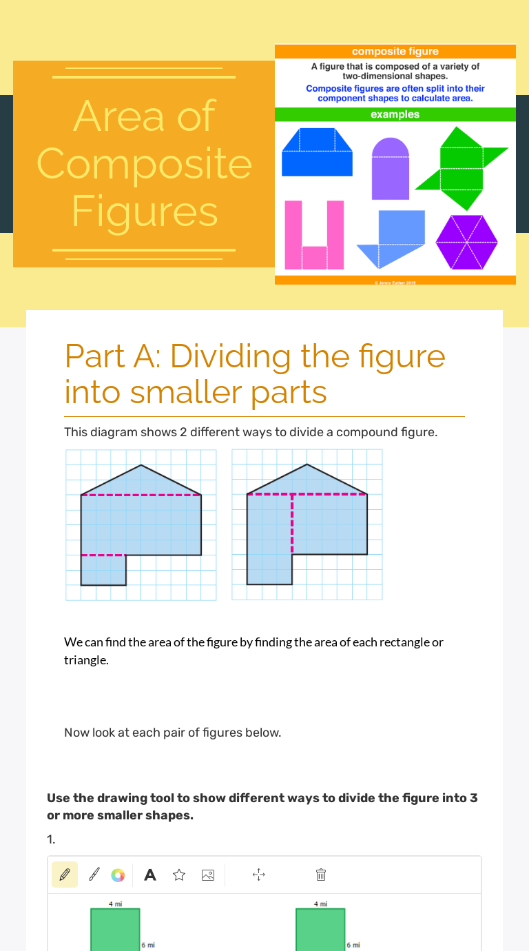 Area of Composite Figures Interactive Worksheet by Maryam Shisheboran