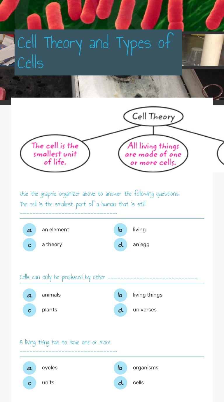 Cell Theory And Types Of Cells Interactive Worksheet By Tanya Bungert Wizerme 1992