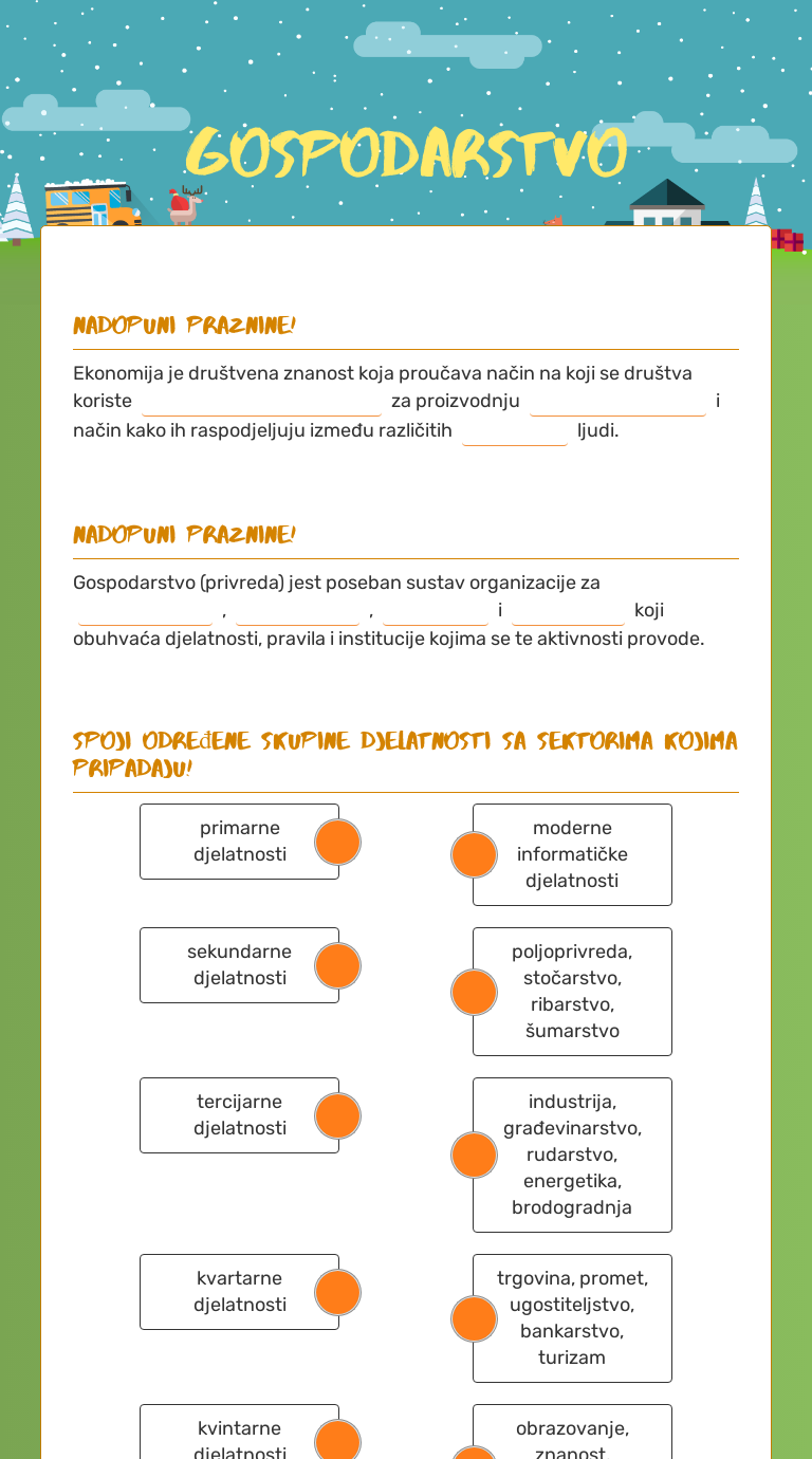 Gospodarstvo worksheet preview image