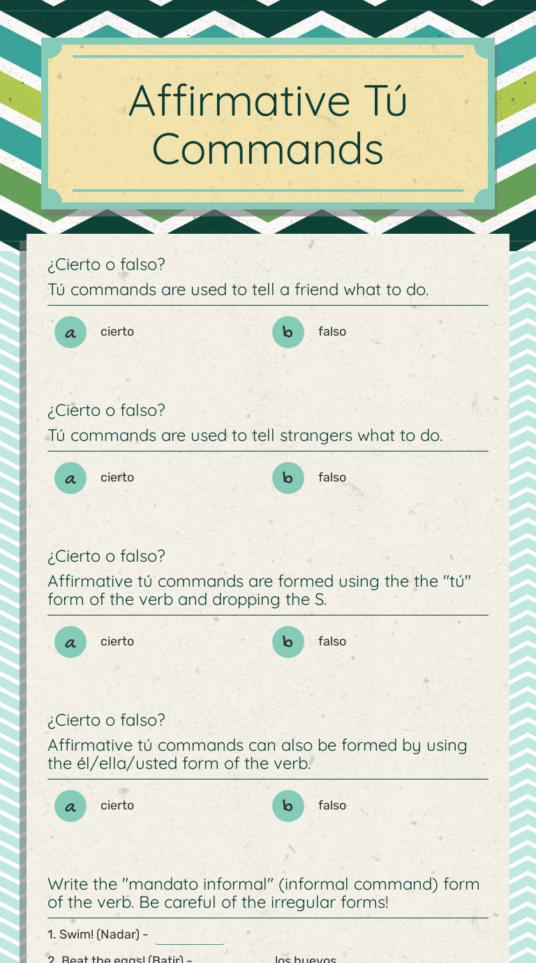 affirmative-tu-commands-worksheet