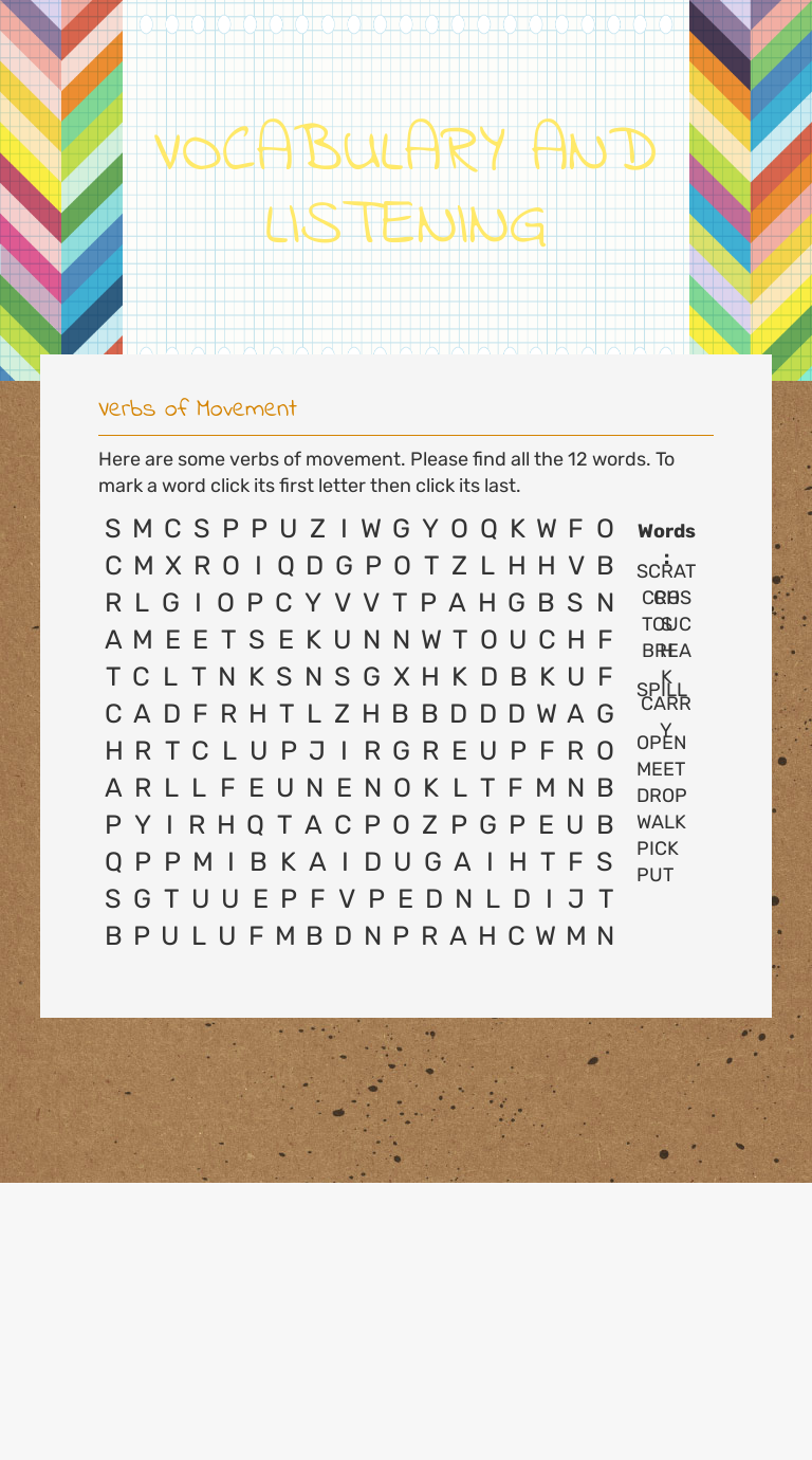 VOCABULARY AND LISTENING worksheet preview image