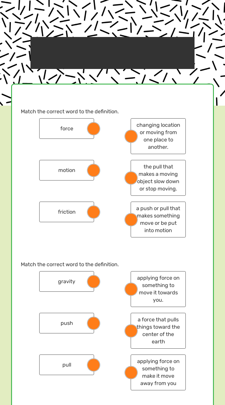 Force and motion Vocabulary worksheet preview image