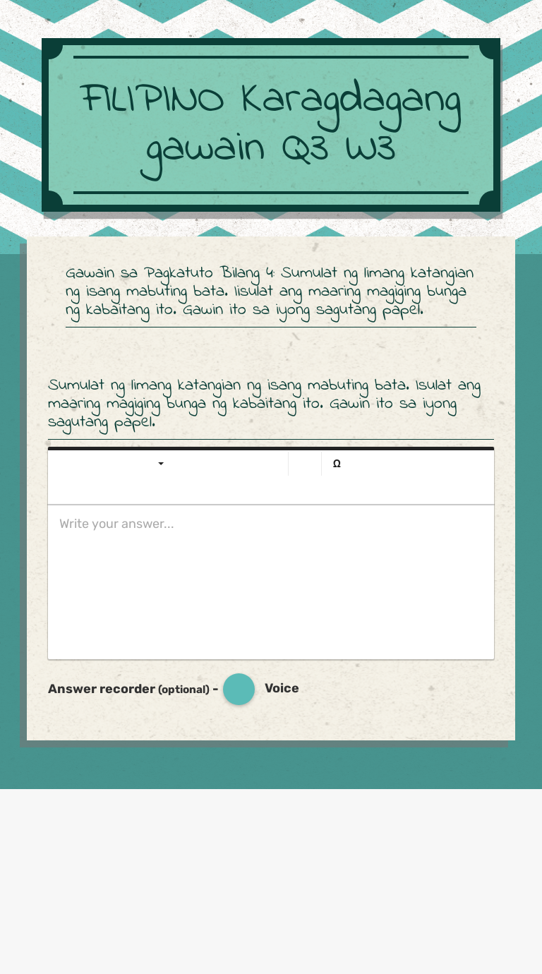 FILIPINO Karagdagang gawain Q3 W3 worksheet preview image