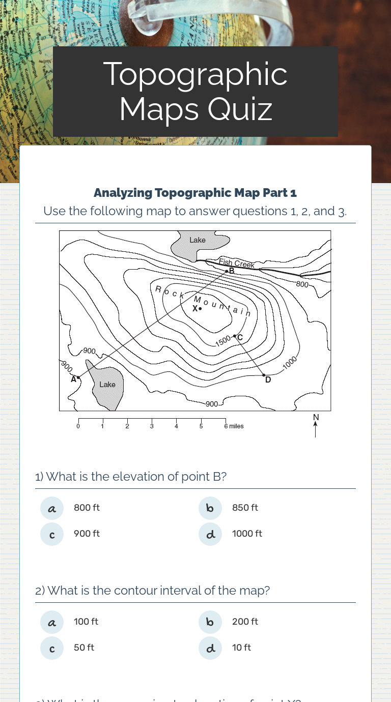 Topographic Maps Quiz Interactive Worksheet by Roxy Gray Wizer.me