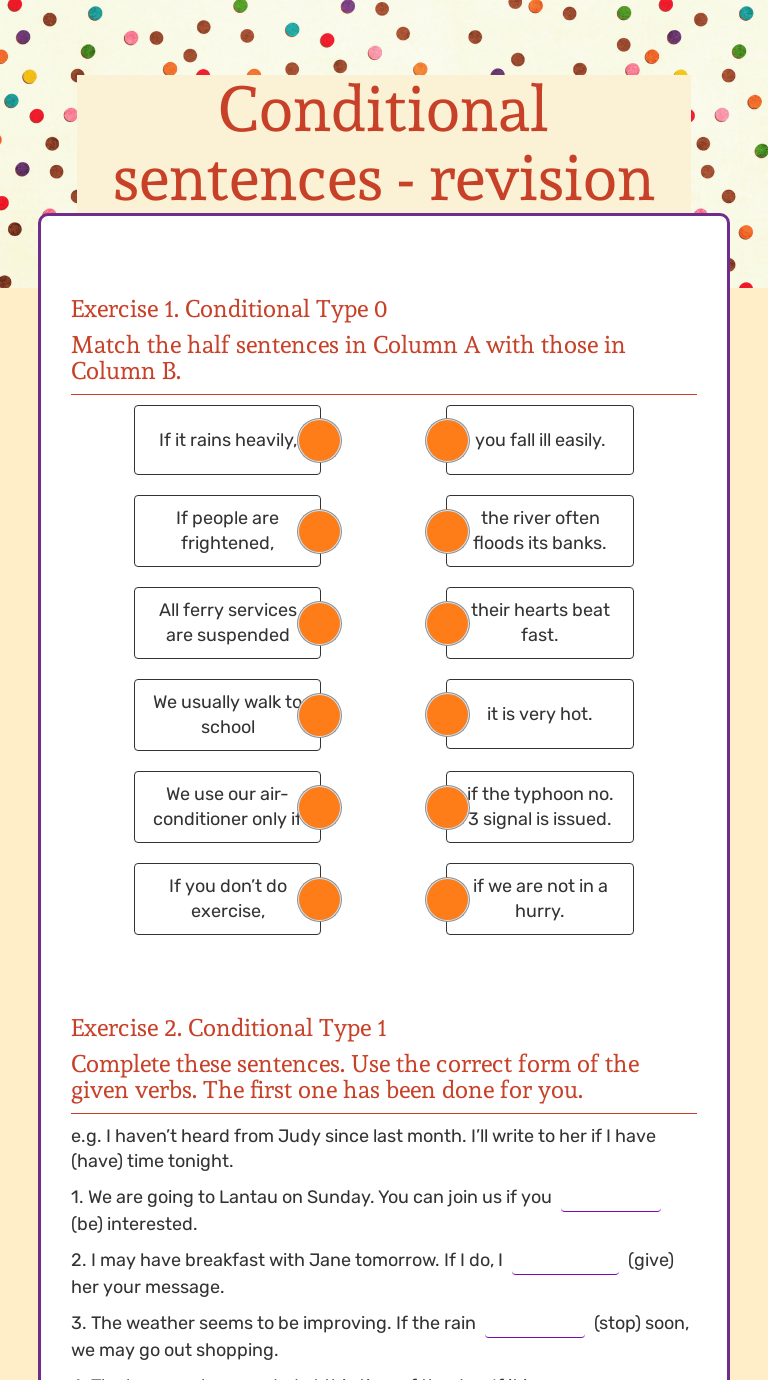 Conditional Sentences Revision Interactive Worksheet By Martina Zugaj Wizer Me