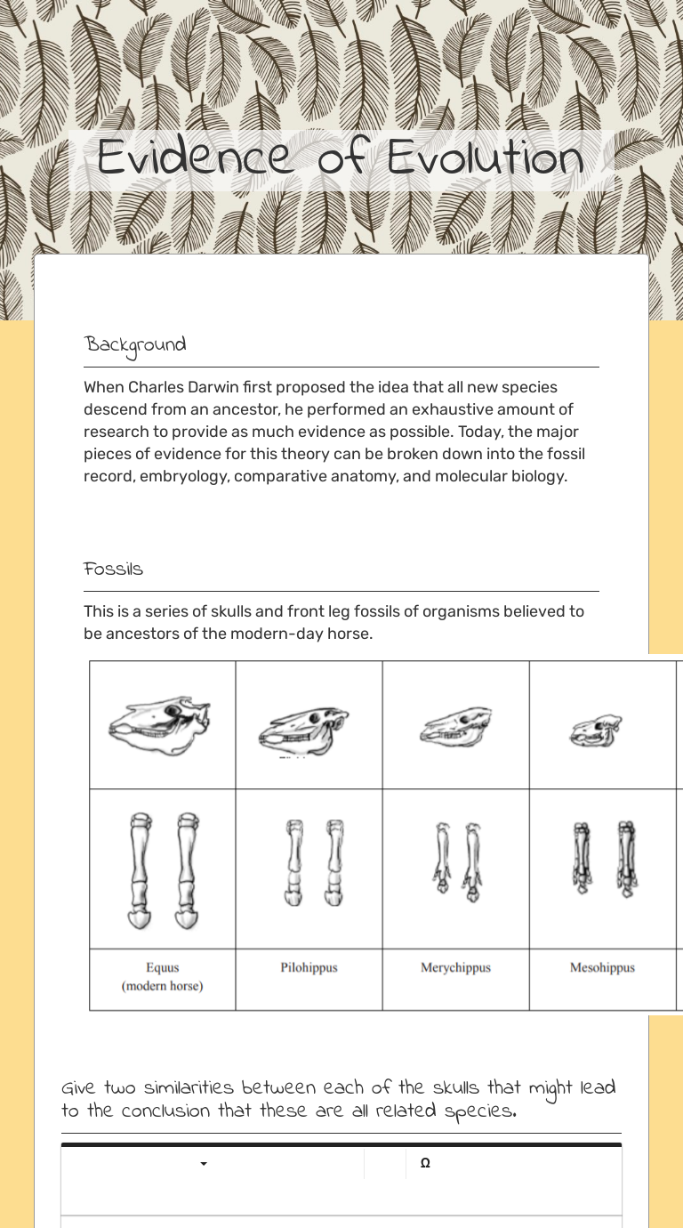 Evidence of Evolution  Interactive Worksheet by Rebekah Swaringen With Regard To Evidence Of Evolution Worksheet