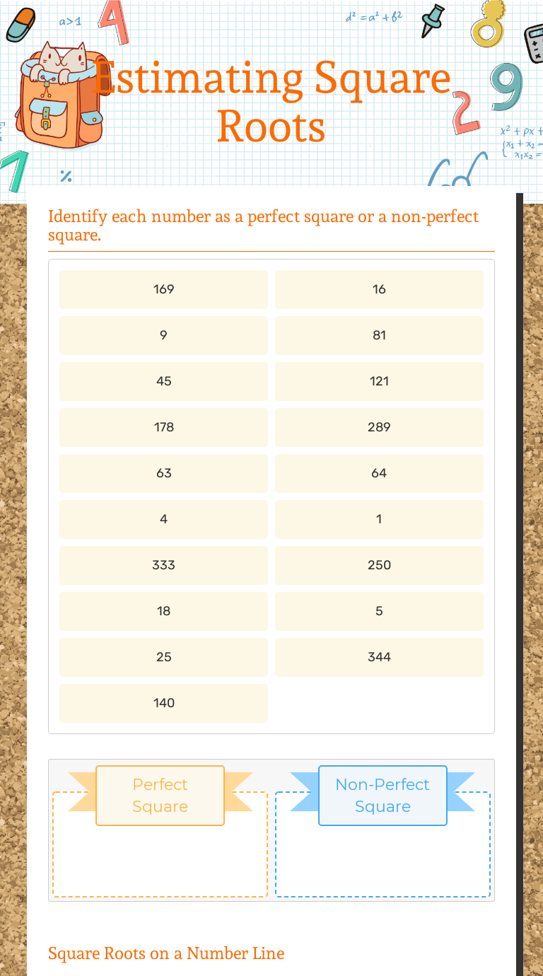 Estimating Square Roots | Interactive Worksheet by Travis Gardner