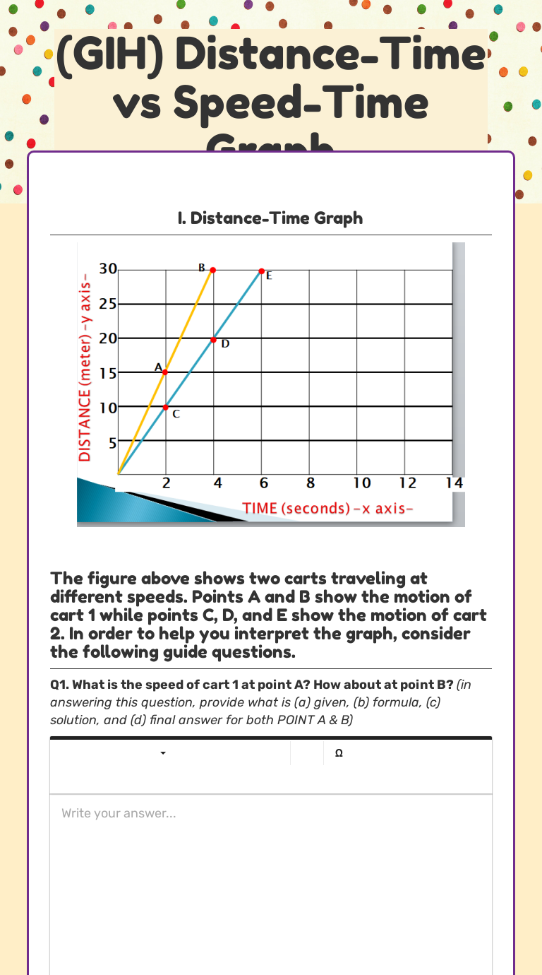 Distance Vs Time Graph Worksheet Lovely Distance Time Graphs by Mizz Happy  Teaching Resource…