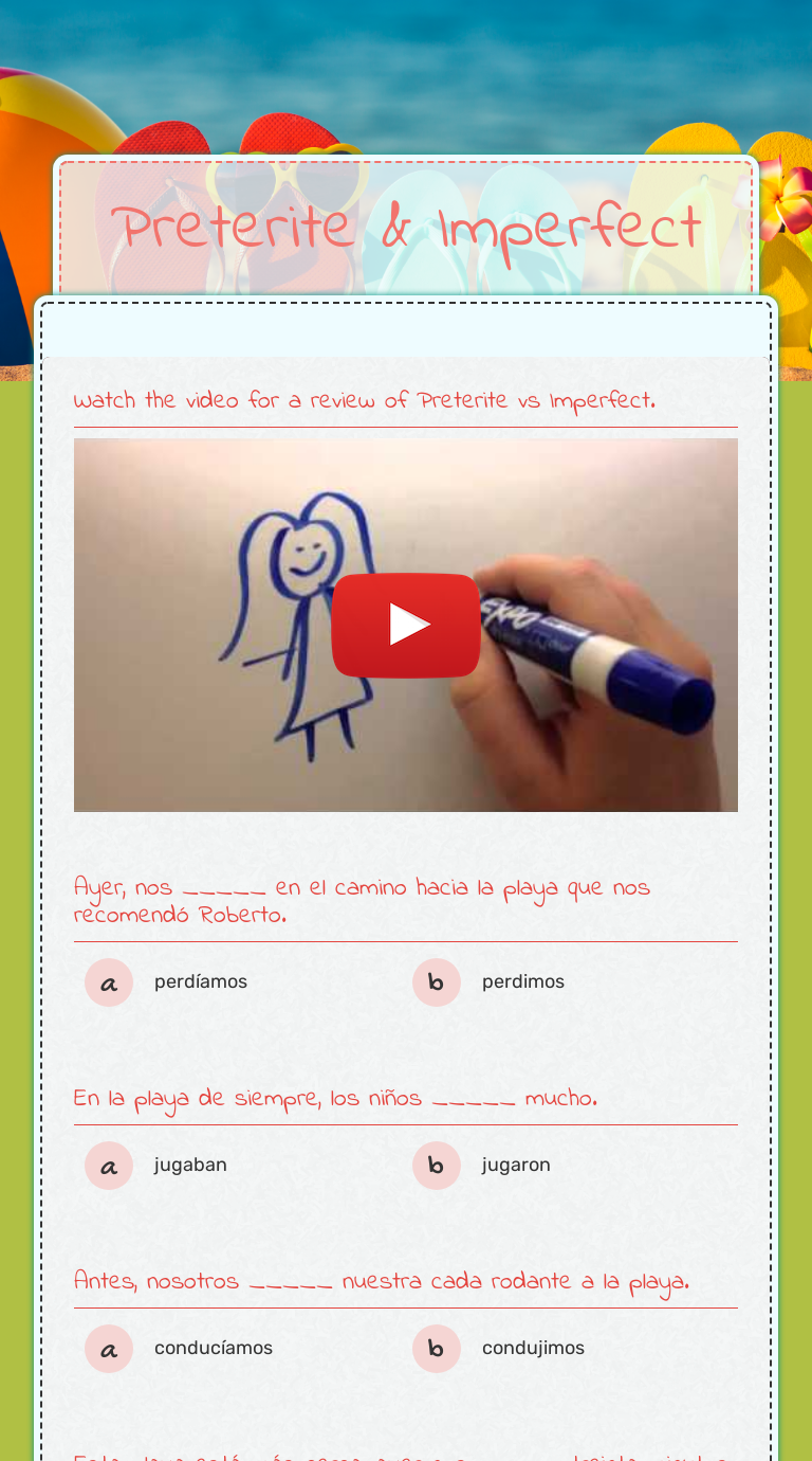 Preterite & Imperfect | Interactive Worksheet By Wanda Cruz | Wizer.me