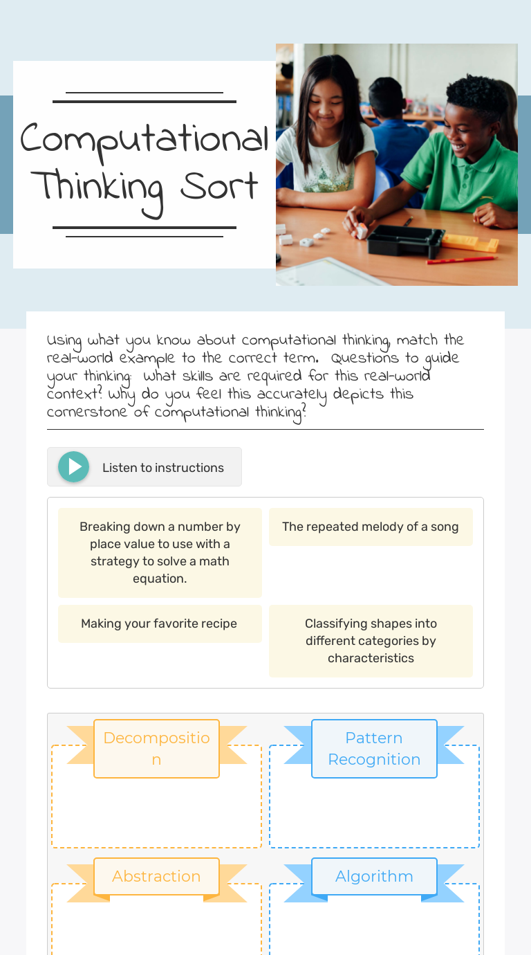 Computational Thinking Sort Other worksheet preview