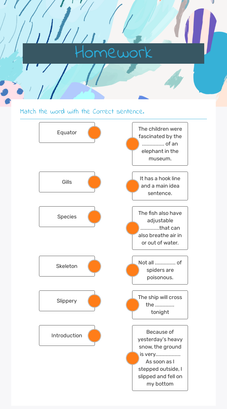 Homework worksheet preview image